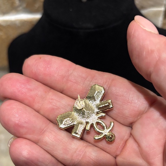 Gold and Black Crystal CC Earrings - Picture 3 of 4